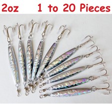 1 to 20 pcs Diamond Jig 2oz Holographic Saltwater Lures w/Treble Hook Select qty