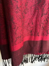 Pashmina nwot burgundy & black wrap scarf about 70 long paisley floral look