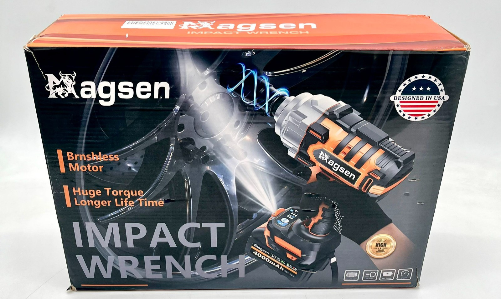 Magsen Cordless Brushless Motor Impact Wrench With LED Light