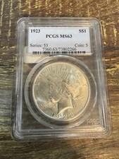 1923 Peace Silver Dollar $1 - PCGS MS63 - Choice BU - High Silver Value