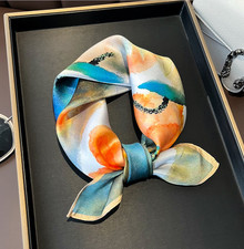 100 Mulberry Silk Scarf 53X53cm Neckerchief halation Print Bandana Shawl Wrap
