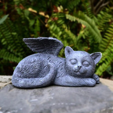 Angel Cat Memorial Stones Statue Sleeping Ornament for Kitten Passed Away Bereav