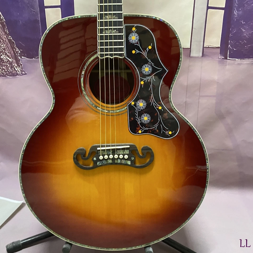 J 200 acoustic guitar sunset Jumbo Body Spruce Top Abalone Flower Inlays - Image 4 of 4