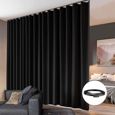 Room Divider Curtains Flexible 100"W x 96"L Pack of 1 Curtain/Track-black