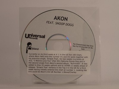 AKON FT SNOOP DOGG I WANNA LOVE YOU (E76) 1 Track Promo CD Single including Plas