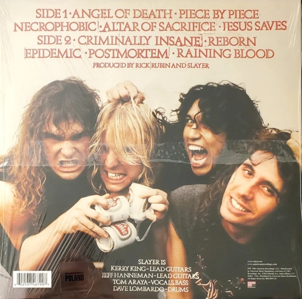 Slayer -Reign in Blood, 2022 Remastered Reissue NEW FACTORY Sealed Vinyl Lp - Image 2 of 2