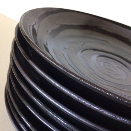 MINO WARE ~ JAPAN ~ Eight 7 1/2” Soup/Salad Bowls ~ Black - Picture 2 of 8