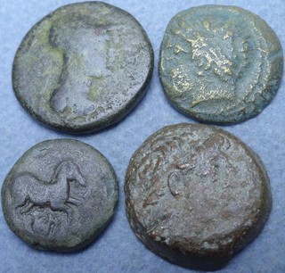 Lot of 4 Greek Bronze Coins