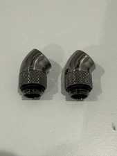 2x Bitspower Black Sparkle G1/4" Dual Rotary 45° Extender -BP-BS45R