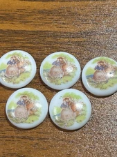 Button Covers set 5 Round Fragonard style cameos acrylic 3/4" man woman picnic 2