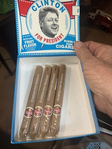 BILL CLINTON 1992 Swell Presidential Favorites Bubble Gum Cigar Box With 4 Cigar