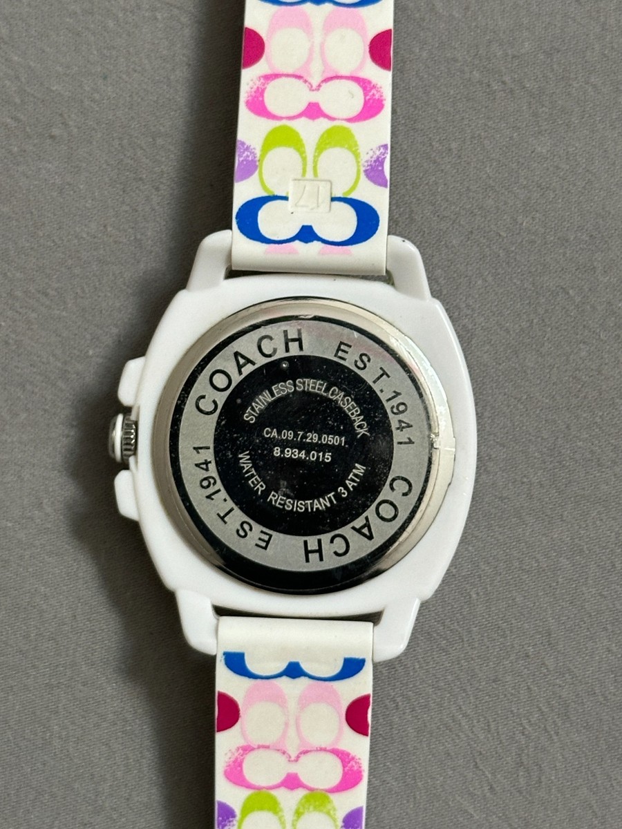 Coach White Dial & Band Quartz Analog CA.09.7.29.0501 Women\'s Watch 3ATM Coach Women Rubber Case Wristwatches for sale | eBay main image 4