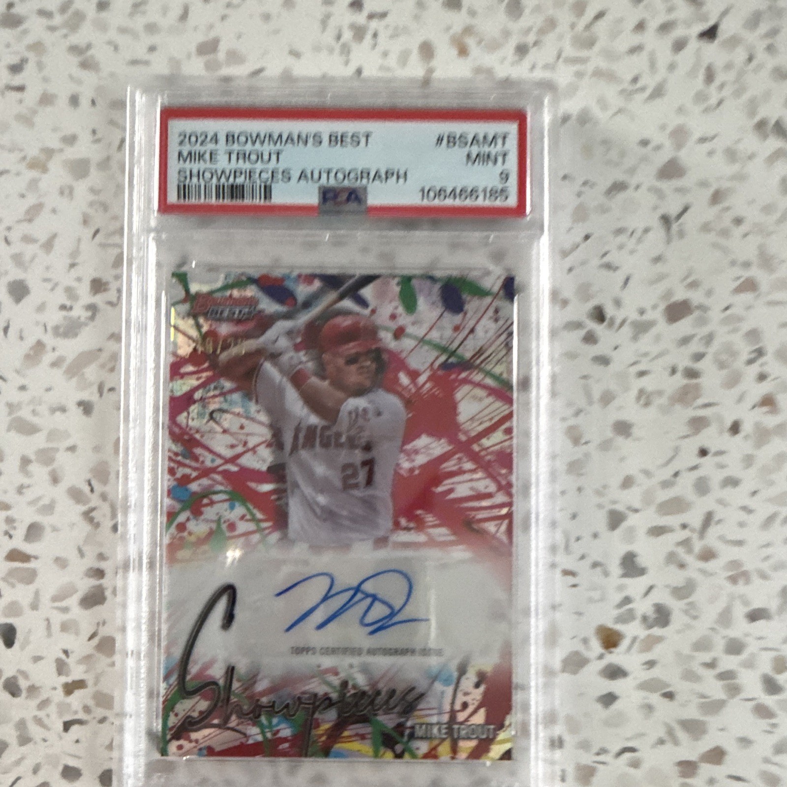 Topps 2024 Bowman's Best Showpieces Auto Mike Trout #BSA-MT /25 PSA 9 view 1