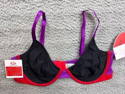 Parade Womens Small Red/Black/Purple Unlined Underwire Bralette Medium Coverage
