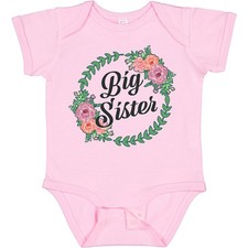 Inktastic Big Sister With Flower Circle Baby Bodysuit Sis Older Sibling Infant