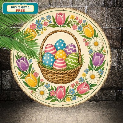 colorful_easter_eggs_basket_spring_floral_wreath_vintage_tin_sign_illustration