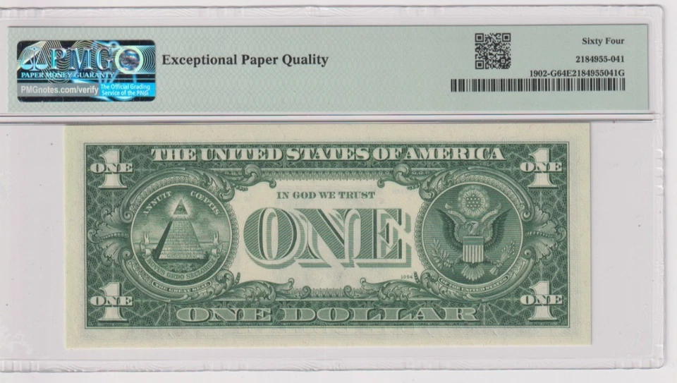 **BELOW COST** Fr 1902-G 1963B $1 FRN G15302441I PMG 64EPQ CHICAGO BARR 1963-B - Image 2 of 2