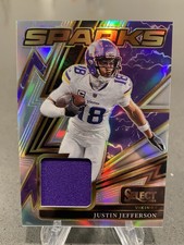 2025 Panini Select Justin Jefferson Sparks Memorabilia Silver Prizm /149 Vikings