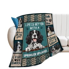 Springer Spaniel Blanket Dog Throw Cozy Fleece Flannel Plush 40x50 Inch