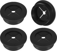 4PCS Cable Cord Grommet, 1-1/4 Inch 32mm Black Desk Grommets Flexible Silicone