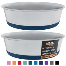 Master Pet Supply Heavy 128oz Dish Bowl with Anti Skid Base - Navy Blue - 2 Pack