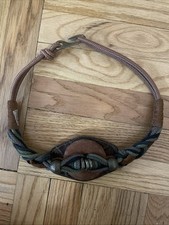 Vintage 1970s Boho Braided Rope  Leather Belt Hook Closure Southwestern 29  