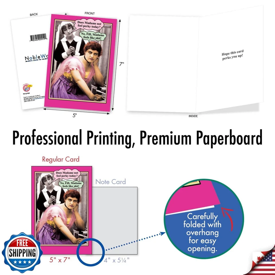 NobleWorks -1 Get Well Greeting Card with Envelope (4.63 x 6.75 Inch) - Feels - Image 3 of 4