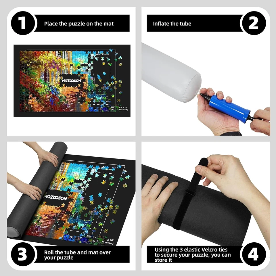 Tappeto Puzzle per 1500 Pezzi, Tappetino Puzzle, Portatile Puzzle Mat Roll, Tapp - Immagine 4 di 4