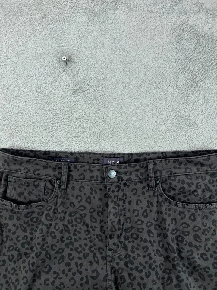 NYDJ Jeans Womens Petite 14P Gray Alina Legging Lift Tuck Leopard Jeans Hi Rise - Image 3 of 4