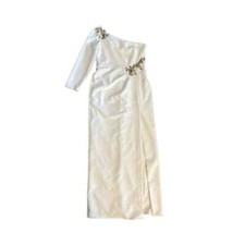 Marchesa Notte Lexia BHLDN One Shoulder Embellished Wedding Formal Gown Crepe