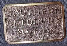 Vintage Promo Advertising Brass Belt Buckle Southern Outdoors Magazine 1982