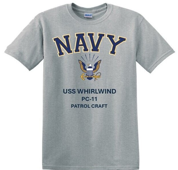 CAMISETA USS WHIRLWIND PC-11 * PATROL CRAFT *. LICENCIA OFICIAL