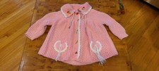 Toddler Vintage Monsanto Acrilan Knit Pullover Sweater Pink with Flowers