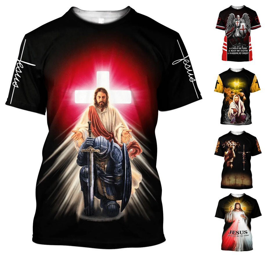 Jesus Christ Christian Graphic T-Shirt Mens Short Sleeve Tee Design