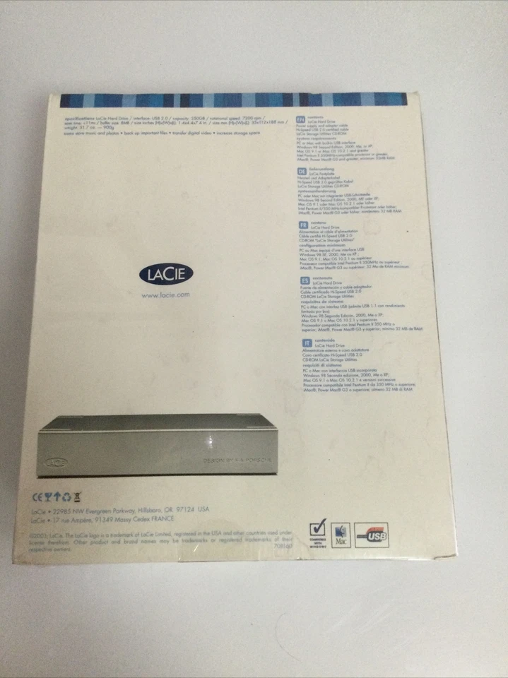 LaCie F.A. Porsche 250GB USB 2.0 External Portable Hard Drive *NEW* - Image 4 of 4