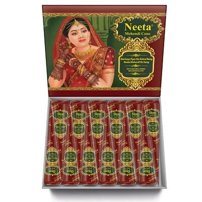 Neeta Henna Cones Dark Brown Natural Neeta Henna Mehndi Cones Temporary Tattoo