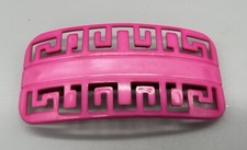 Vintage 1980s 1990s Hair Clip Barrette Pink Plastic Rectangle geometric cut outs