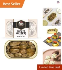 Delicious Gourmet Smoked Oysters in Olive Oil - Hand Packed - 3-Ounce Pack of 12