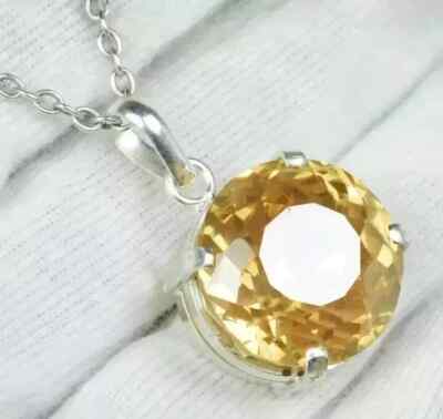 AA+ 95.73 Ct+ Natural Yellow Zircon Pendant 925 Solid Silver Round Cut Gemstone