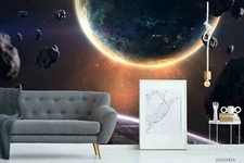 3D Asteroid Space Wallpaper Wall Mural Removable Self-adhesive Sticker8021