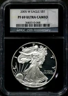 2005-W Proof American Silver Eagle $1 Dollar - NGC PF 69 Ultra Cameo   CC107