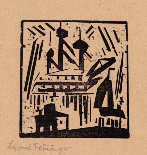 Black and White Woodcut Print Lyonel Feininger 1924 German Expressionist Modern - Picture 2 of 2