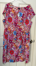 Talbots Multicolor Paisley Knit Sheath Dress 2X Plus Scoop Neck NWT 159