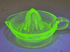 Vintage Green Vaseline Uranium Glass Juicer/Reamer Depression Era Large GLOWS