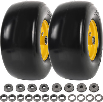 Flat Free Tire & Wheel 13x6.50-6 for Zero Turn Mowers - 2 Pack Set