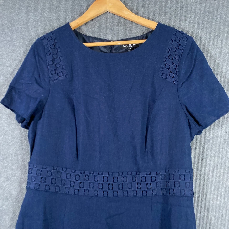 Debenhams Dress Womens 18 Plus Blue Linen The Collection Midi Evening Formal NEW - image 2 of 4