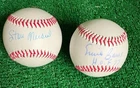 Stan Musial Autographed Baseball & Ernie Banks "H.O.F. 77" Signed Baseball