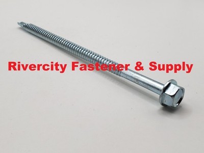 Hex Washer Head 1/4 x 5 Self-Drilling Tek Screw IHW #14 x 5'' #3 Point IHW