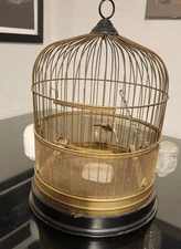 Vintage Hendryx Brass Bird Cage Antique Collectible Feeders Waterers Bird House