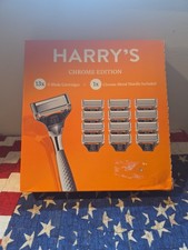 Harrys Chrome Edition 5 Blade Cartridges Chrome Metal Handle No Slip Included